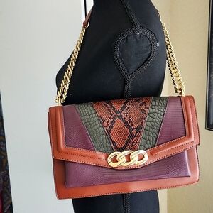 INC Multicolored/Snake Print Shoulder Bag